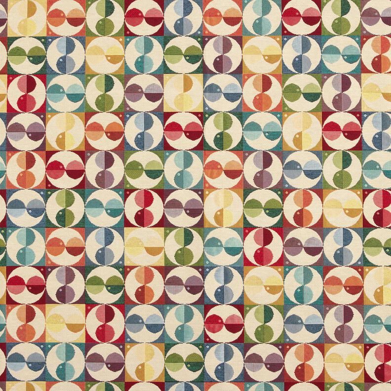 Decor Fabric Tapestry Fabric circles and squares – light beige/blue, image number 1