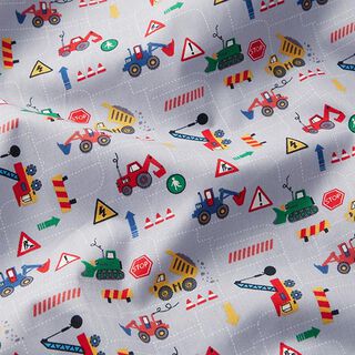 Building Site Vehicles Cotton Poplin – grey, 