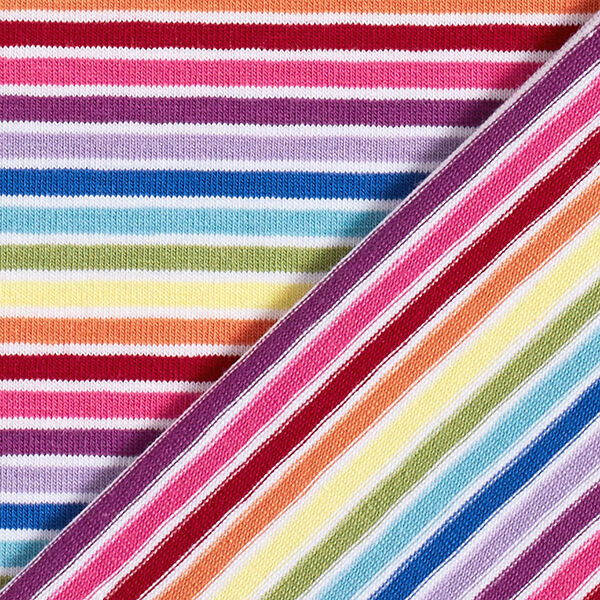 Cotton Jersey Rainbow Stripes – white/colour mix,  image number 4