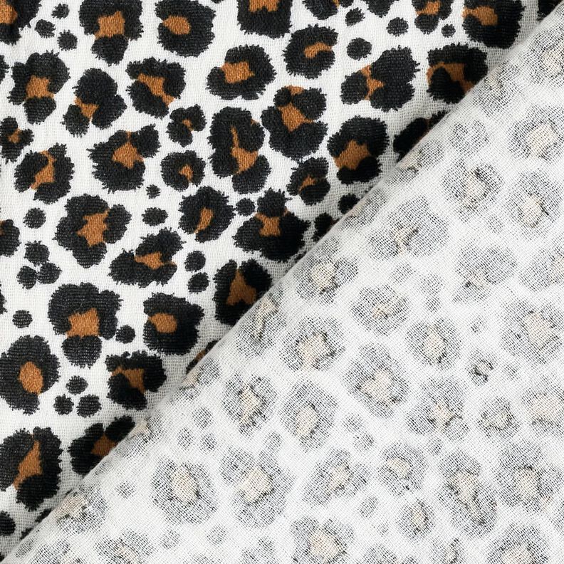 Double Gauze/Muslin Leopard Print – white/black,  image number 4
