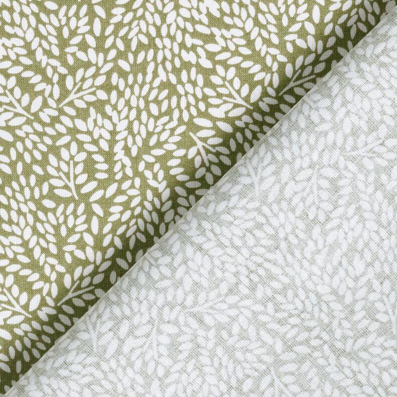 Cotton Cretonne Mini leaves – light khaki/white,  image number 4