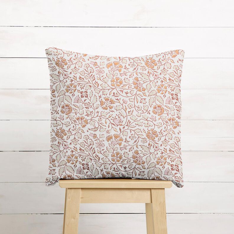 Cotton Cretonne delicate floral pattern – white/cinnamon,  image number 6