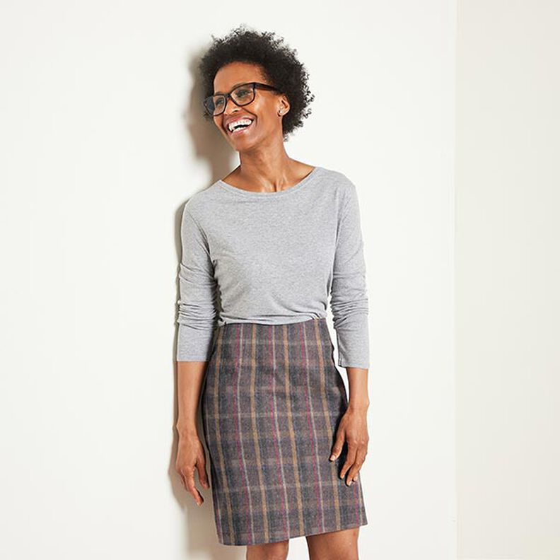 Plaid Pure New Wool Blend – dark taupe,  image number 8