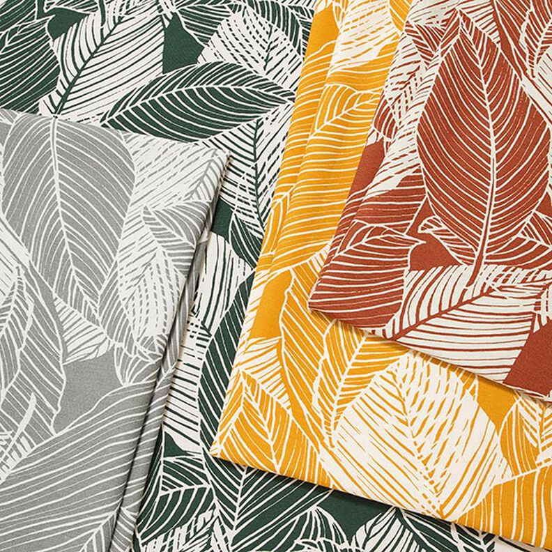 Decor Fabric Canvas large leaves – curry yellow,  image number 5