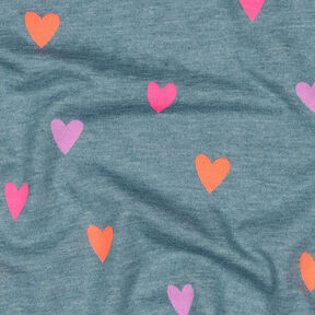 Cotton Jersey neon hearts | by Poppy – dove blue/neon orange, 