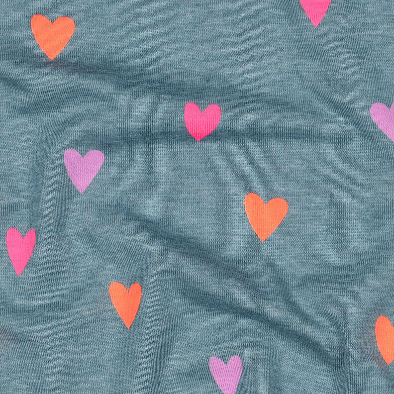 Cotton Jersey neon hearts | by Poppy – dove blue/neon orange,  image number 2