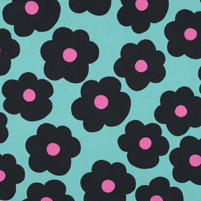 Cotton Poplin Big Flower | Nerida Hansen – light turquoise/black, 