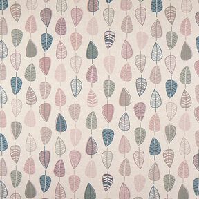Decor Fabric Half Panama Retro Leaves – light dusky pink/natural, 