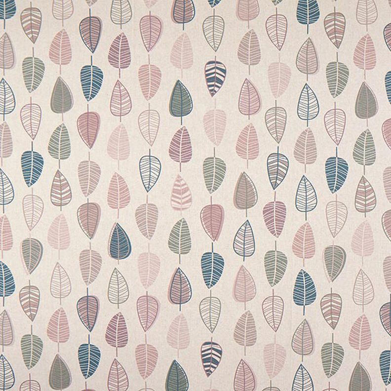 Decor Fabric Half Panama Retro Leaves – light dusky pink/natural,  image number 1
