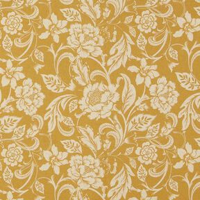 Decor Fabric Half Panama Flowers, nostalgic – natural/mustard, 