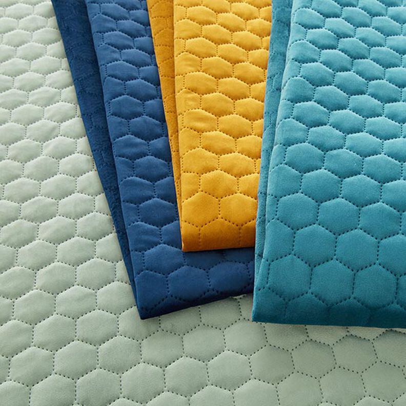 Upholstery Fabric Velvet Honeycomb Quilt – reed,  image number 5