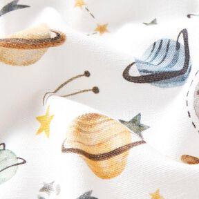 Decor Fabric Half Panama Planets – white, 
