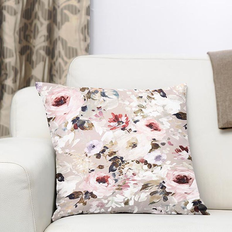 Half-Panama Decor Fabric Floris – beige/pink,  image number 7