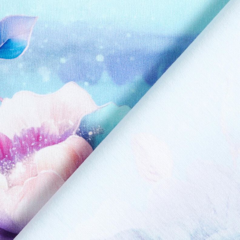 Cotton Jersey Summertime Blossoms | Glitzerpüppi  – sky blue/lavender,  image number 4