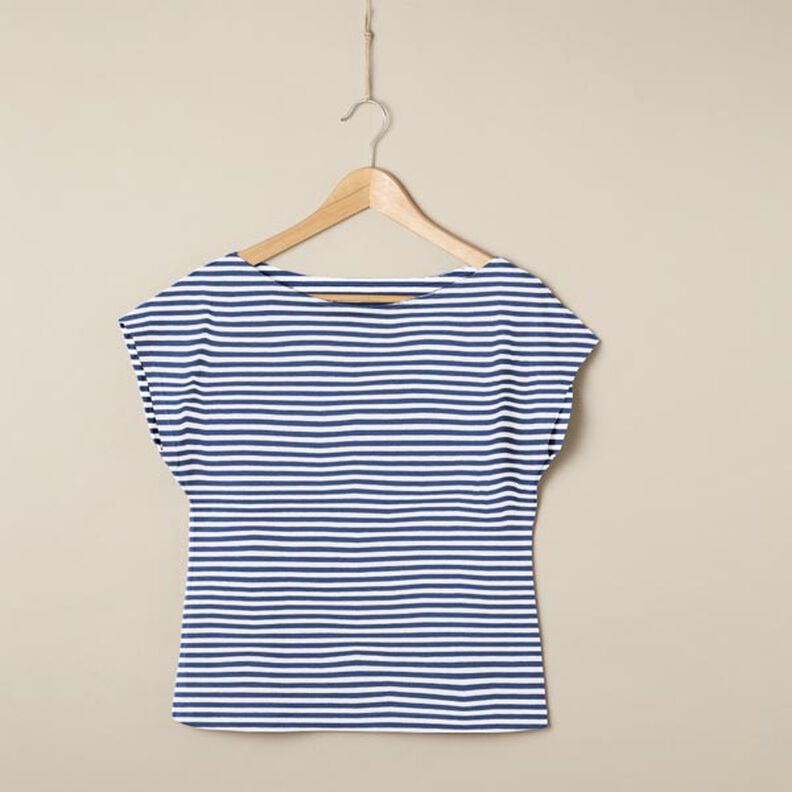 Cotton Jersey Narrow Stripes – denim blue/white,  image number 6