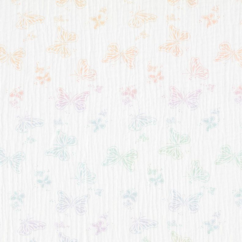 Double Gauze/Muslin butterflies Foil Print – white,  image number 1
