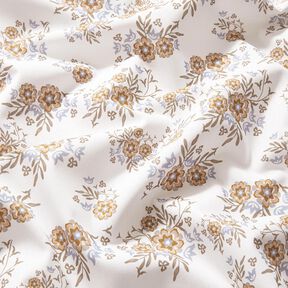Cotton Poplin delicate bouquets – white/light brown, 