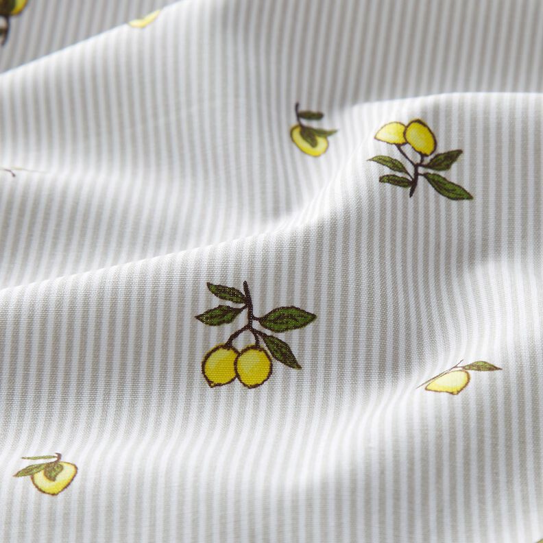 Cotton lemons and stripes – offwhite/light taupe,  image number 2
