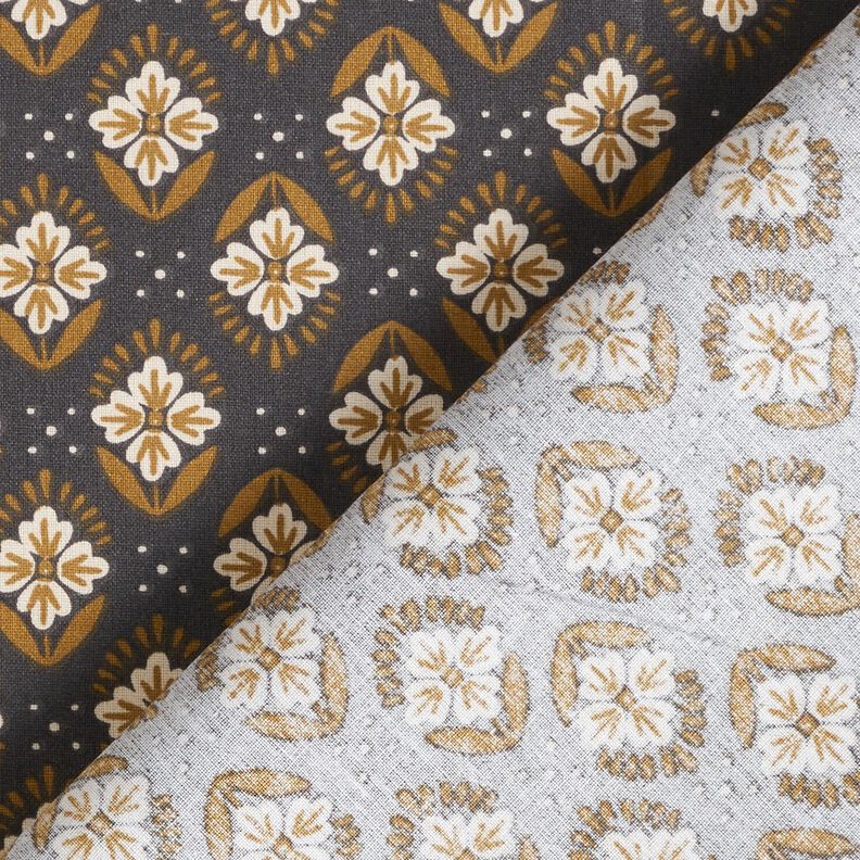 Cotton Cretonne flowery tiles – granite,  image number 4