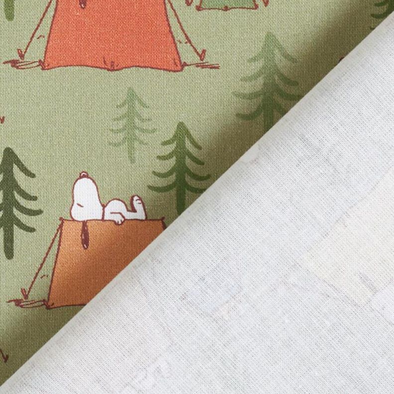 Cotton poplin licensed fabric Snoopy & Woodstock camping | Peanuts ™ – pistachio,  image number 4
