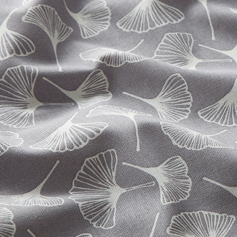 Cotton Cretonne Ginkgo – grey, image number 2