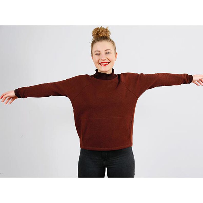 FRAU BETTI Batwing Jumper with Kangaroo Pocket and Stand Collar | Studio Schnittreif | XS-XXL,  image number 4