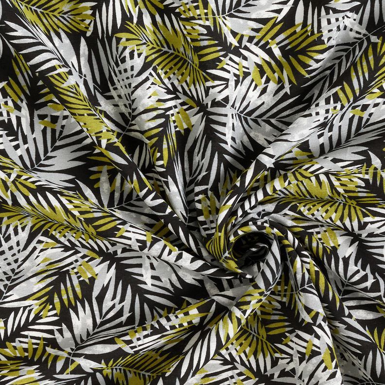 Palm leaves viscose blend – black/yellow olive,  image number 3