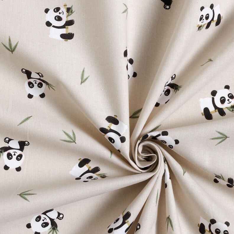 Cotton Cretonne cute panda bear – natural,  image number 3