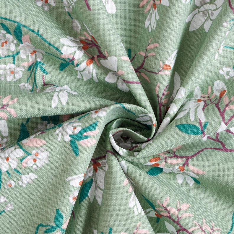 Decor Fabric Panama cherry blossom – pale mint/grape,  image number 3