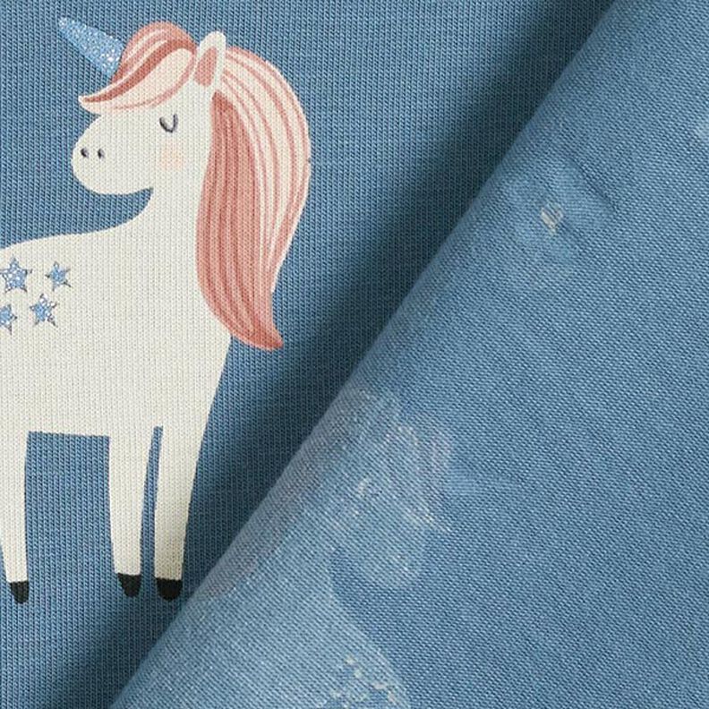 Cotton Jersey Sweet Glitter Unicorns – blue grey,  image number 5