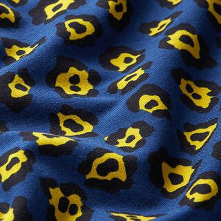 French Terry Leopard print – navy blue/lime green, 