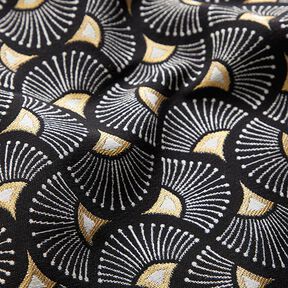 Decor Fabric Jacquard small fans – black/gold, 