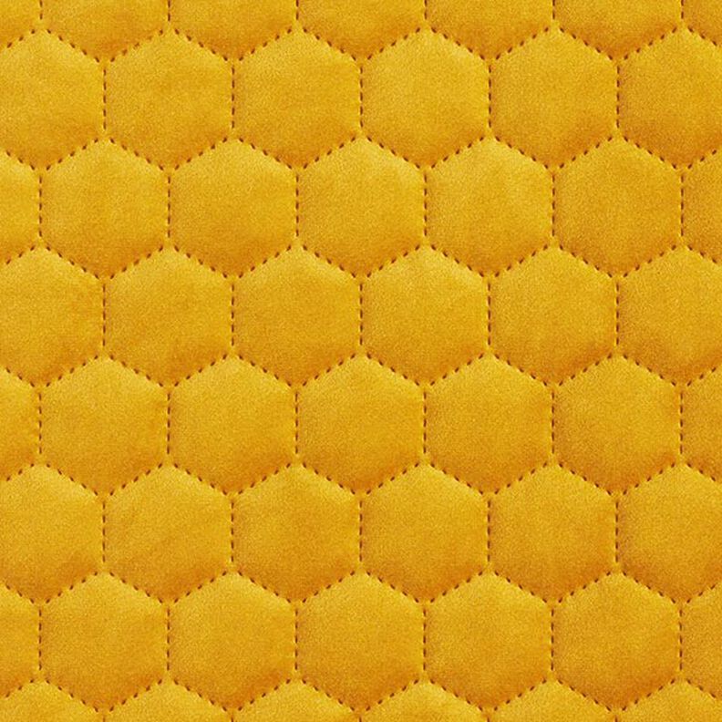 Upholstery Fabric Velvet Honeycomb Quilt – mustard,  image number 1