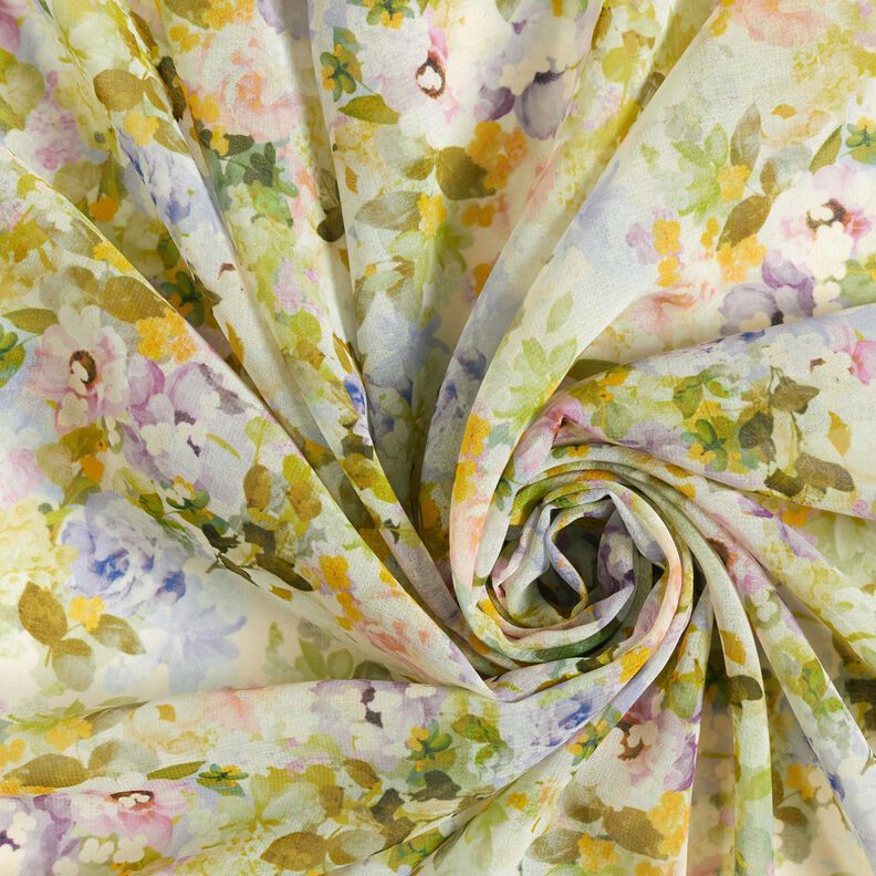 Chiffon sea of flowers recycled – pastel violet/lime green,  image number 3
