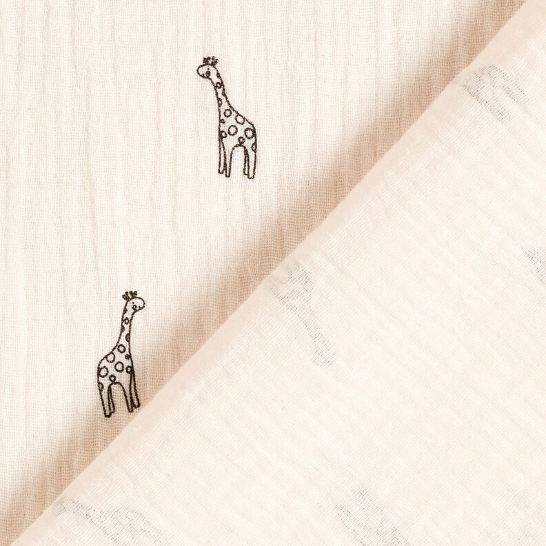 Double Gauze/Muslin Cute giraffes – white, image number 4