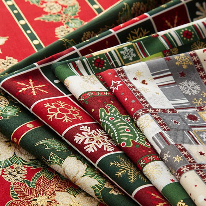Colourful Christmas cotton poplin fabric – green, image number 5