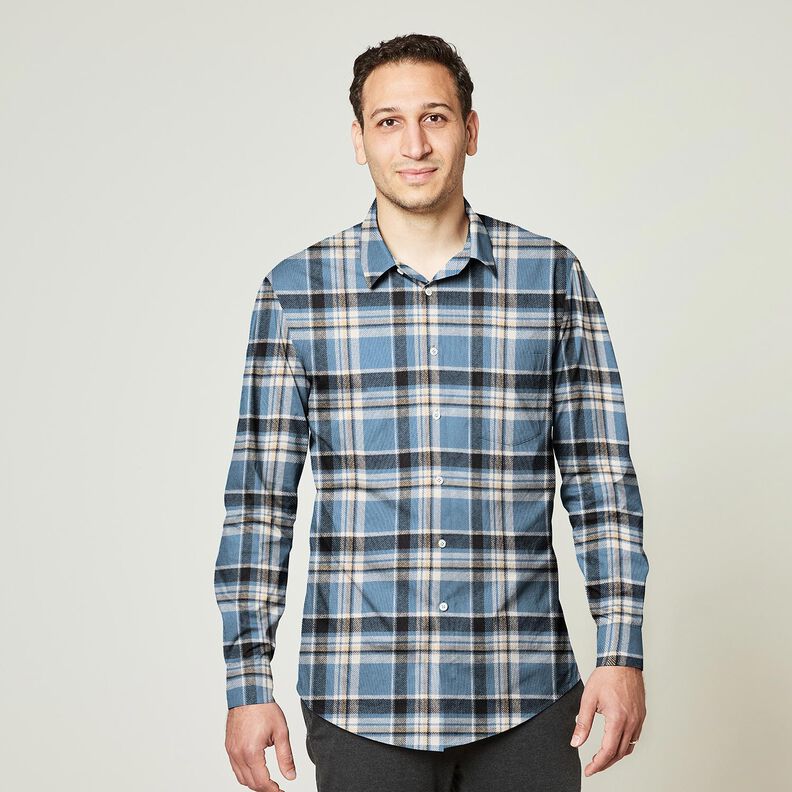 Cotton Flannel checked – denim blue/black, image number 6