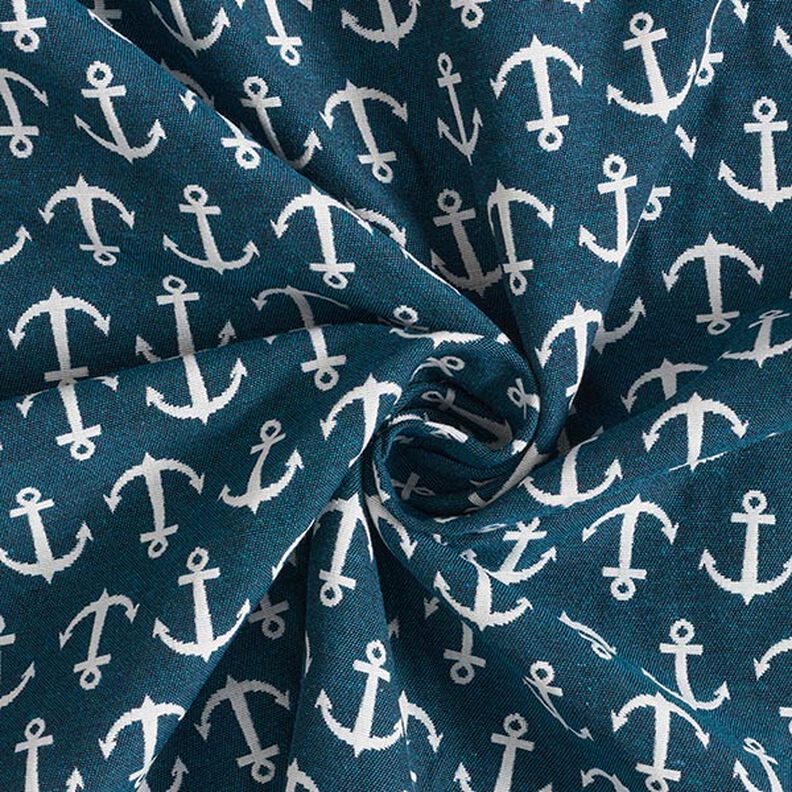 Decor Fabric Jacquard anchor – ocean blue/white,  image number 3