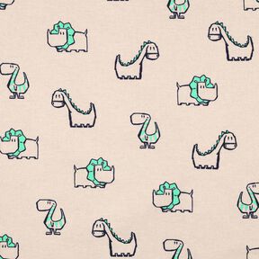 Cotton Flannel cheeky dinosaurs | Poppy Fabrics – natural/emerald green, 