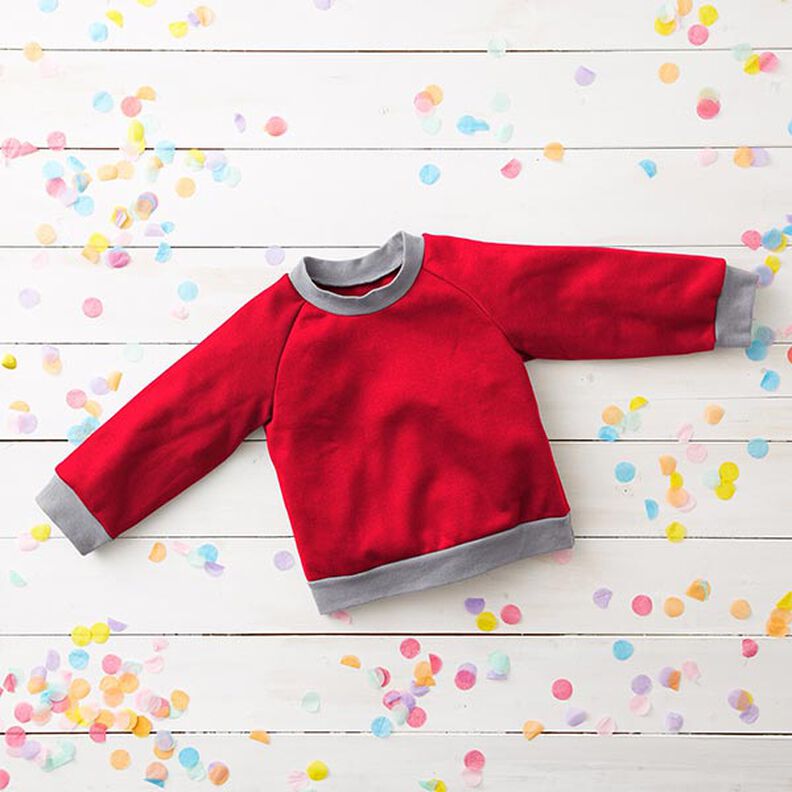 Light Cotton Sweatshirt Fabric Plain – red,  image number 7