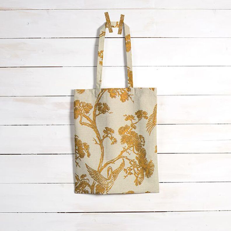 Decor Fabric Canvas Chinese Crane – beige/curry yellow,  image number 8