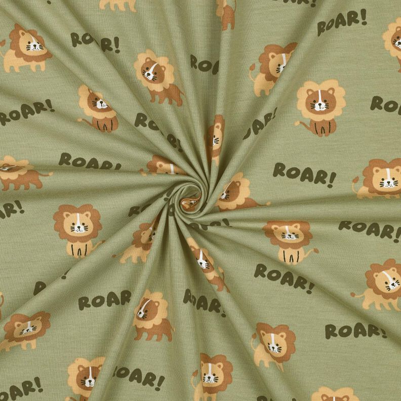 Cotton Jersey Lion | Poppy Fabrics – pistachio/fawn,  image number 3