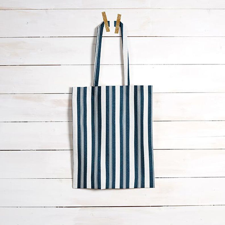 Decor Fabric Jacquard stripes – ocean blue/white,  image number 8