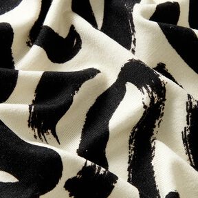 Viscose Jersey abstract brushstrokes – cream/black, 