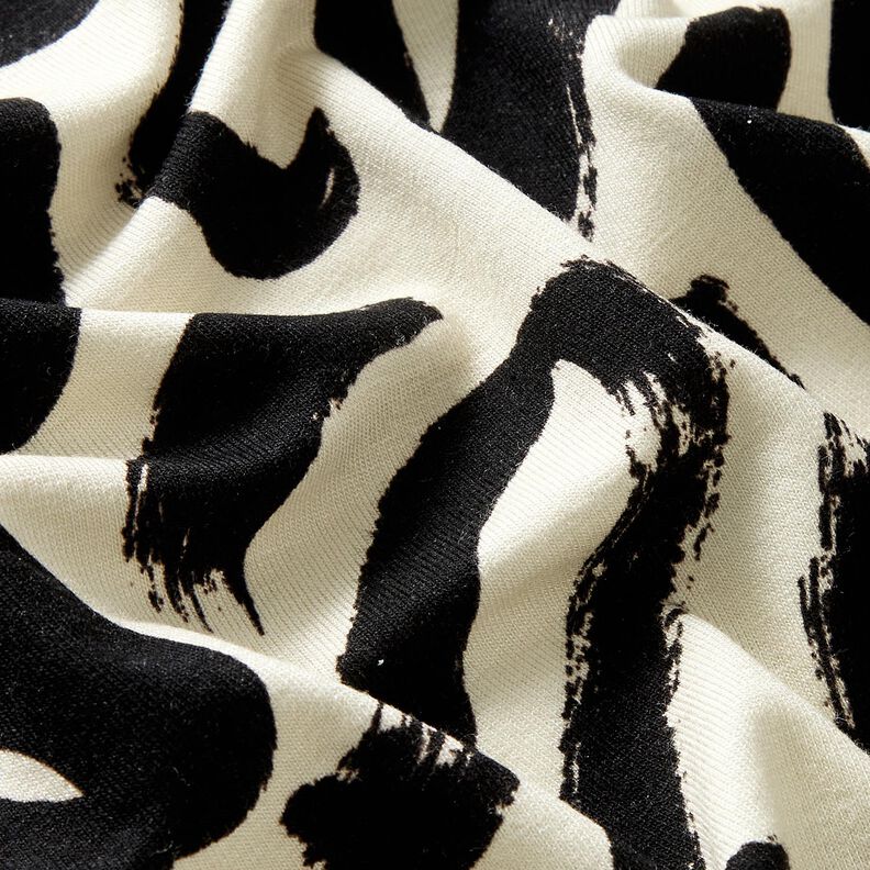 Viscose Jersey abstract brushstrokes – cream/black,  image number 2