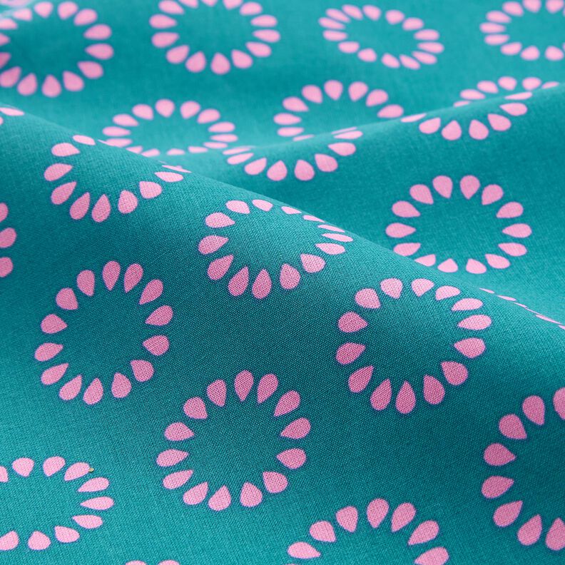 Coated Cotton Colourful Circles – petrol/pastel violet, image number 2
