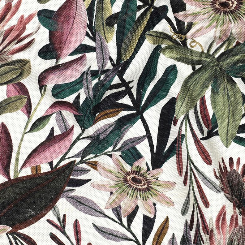 Decor Fabric Canvas ornate flowers – ivory/dark pine,  image number 2