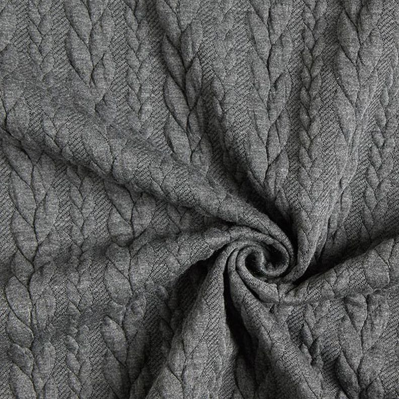 Cabled Cloque Jacquard Jersey – dark grey,  image number 3
