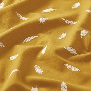 Cotton Jersey Feathers – mustard, 
