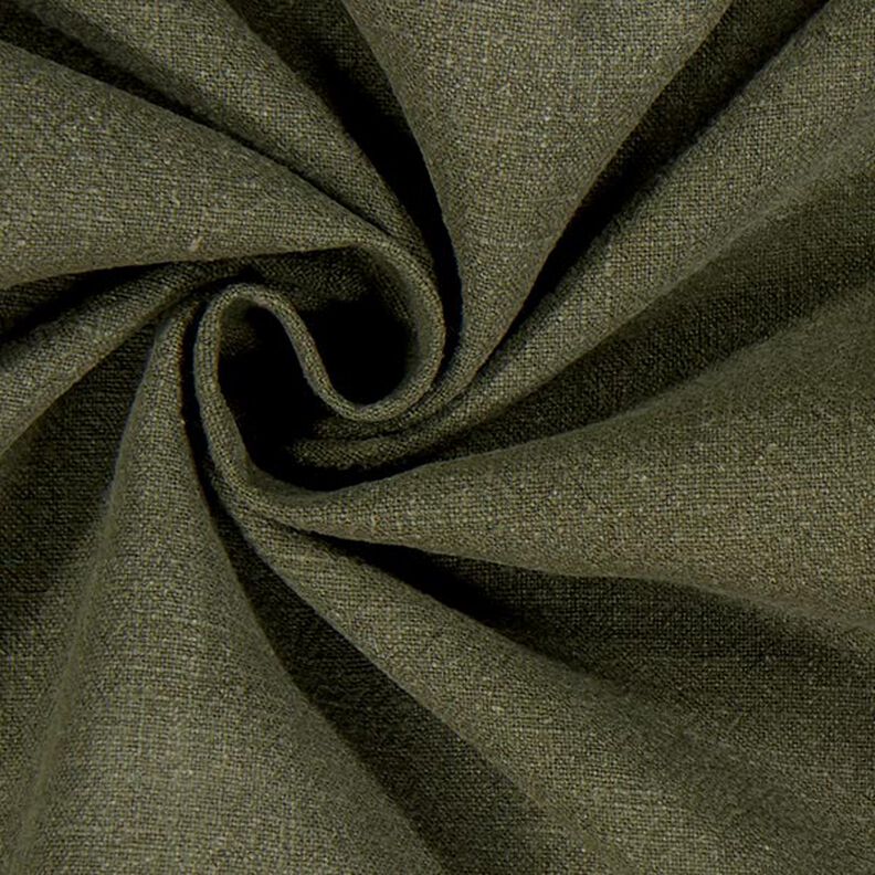 Linen fabric ramie mix stonewashed, heavy quality – dark olive,  image number 2